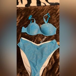 XL NWT victoria’s Secret, glitter, shimmer blue bikini